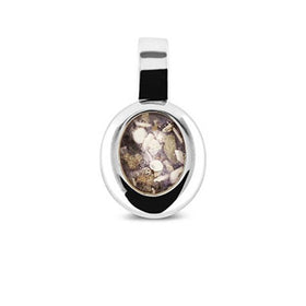 Oval Silver Pendant with Cremation Ash