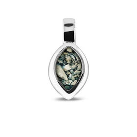 Cat Eye Silver Pendant with Cremation Ash