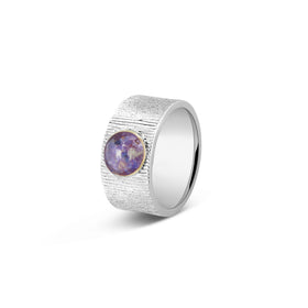 Ripple Silver Ring with Gold Rimmed Cremation Ash