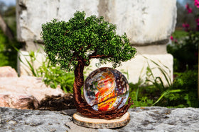 Ponderosa Tree Of Life with Burning Bush Bubble Flame Orb