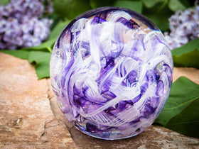 Ashes in glass orb for rememberance of people and pets