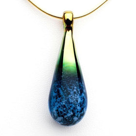 Black Opal Drop Pendant with Infused Ash