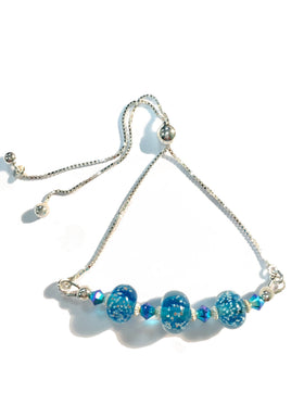 Three Glass Bead Bolo Bracelet with Cremains