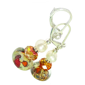 Glass Bead Earrings with Cremains