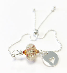 Glass Bead Bolo Bracelet with Cremains