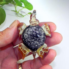 Cave Sea Turtle Glass Pendant with Infused Cremation Ash