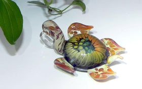 Cave Sea Turtle Glass Pendant with Infused Cremation Ash