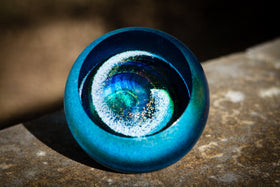 Northern Lights Galaxy Paperweight with Cremains