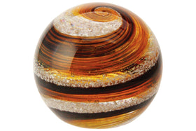 Brown Amber and Gold Glass Orb with Cremation Ash