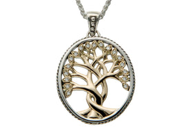 Golden Tree of Life Memorial Necklace with Diamonds