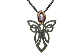 Silver Guardian Angel Necklace with Gem