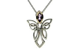 Silver Guardian Angel Necklace with Gem