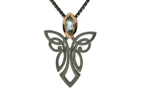 Silver Guardian Angel Necklace with Gem