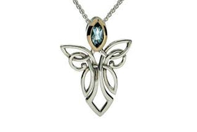 Silver Guardian Angel Necklace with Gem