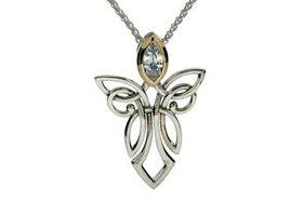 Silver Guardian Angel Necklace with Gem