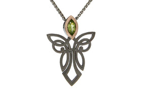 Silver Guardian Angel Necklace with Gem