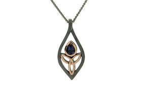 Silver Guardian Angel Closed Necklace with Gem