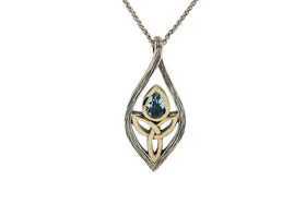 Silver Guardian Angel Closed Necklace with Gem