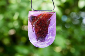 Wood and Crystal Resin Half Drop Pendant