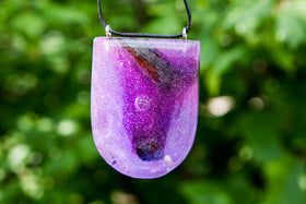 Wood and Crystal Resin Half Drop Pendant
