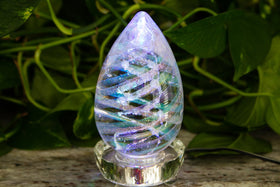 Illuminated Dichroic Rainbow Egg with Cremains