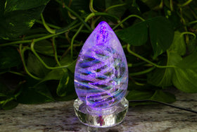 Illuminated Dichroic Rainbow Egg with Cremains