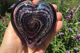 Dichroic Hearts with Cremains