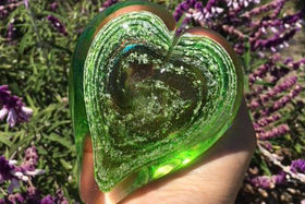 Dichroic Hearts with Cremains