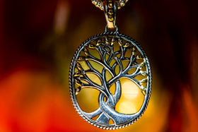Golden Leaves Tree of Life Memorial Necklace