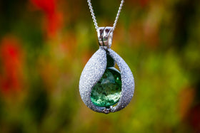 Sterling Silver Glitter Drop with Cremation Ash Infused 14mm Marble