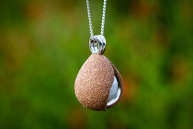 Golden Silver Glitter Drop with Cremation Ash Infused 14mm Marble