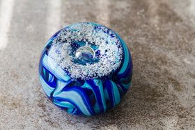 Snowfall Ribbon Memorial Paperweight with Cremains