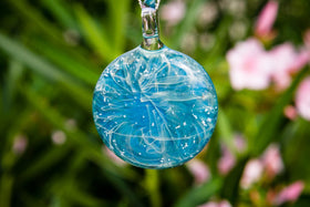 Turquoise Circle Pendant with Infused Cremation Ash