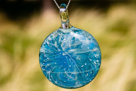 Turquoise Circle Pendant with Infused Cremation Ash