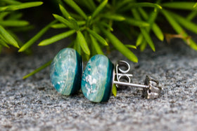 Turquoise Stud Earrings with Cremation Ash