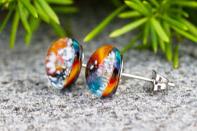 Tie Dye Stud Earrings with Cremation Ash