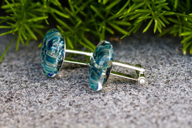 Blue Moon Cufflinks with Infused Cremation Ash