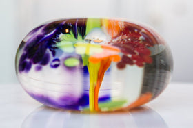Rainbow's End Paperweight with Cremation Ash
