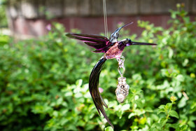Hummingbird Figurine with Silver Keepsake for Ashes Multiple Colors Available
