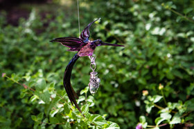 Hummingbird Figurine with Silver Keepsake for Ashes Multiple Colors Available