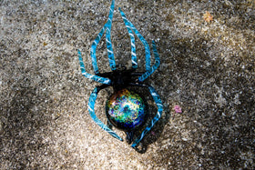 Hanging Glass Spider Figurine with Silver Keepsake for Ashes