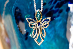 Silver Guardian Angel Necklace with Cremation Ash