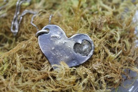 Silver Heart Pendant with Cutout for Cremation Ashes