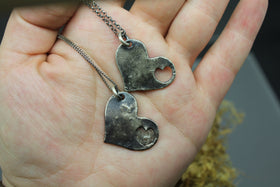 Silver Heart Pendant with Cutout for Cremation Ashes