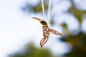 Silver & Gold Hummingbird Memorial Necklace with Cremation Ash