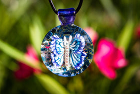 Glass Butterfly Pendant with Cremation Ash