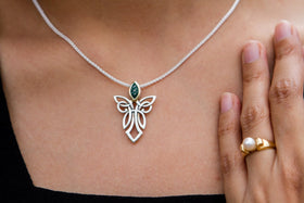 Silver Guardian Angel Necklace with Cremation Ash