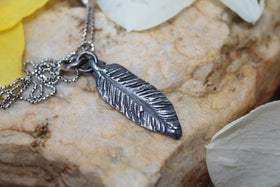 Silver Feather Cremation Necklace