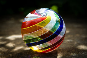 Rainbow Swirl Orb with Cremains