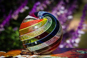 Rainbow Swirl Orb with Cremains